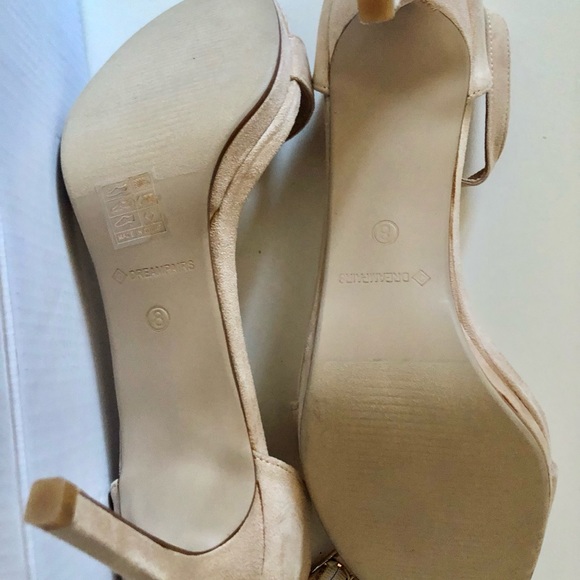 Dream Pairs Stecy-3 High Heel Open Toe Sandal, Nude Suede, Size 8 - Picture 6 of 7
